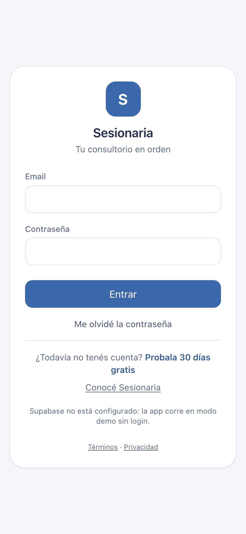 Captura: Iniciar sesión