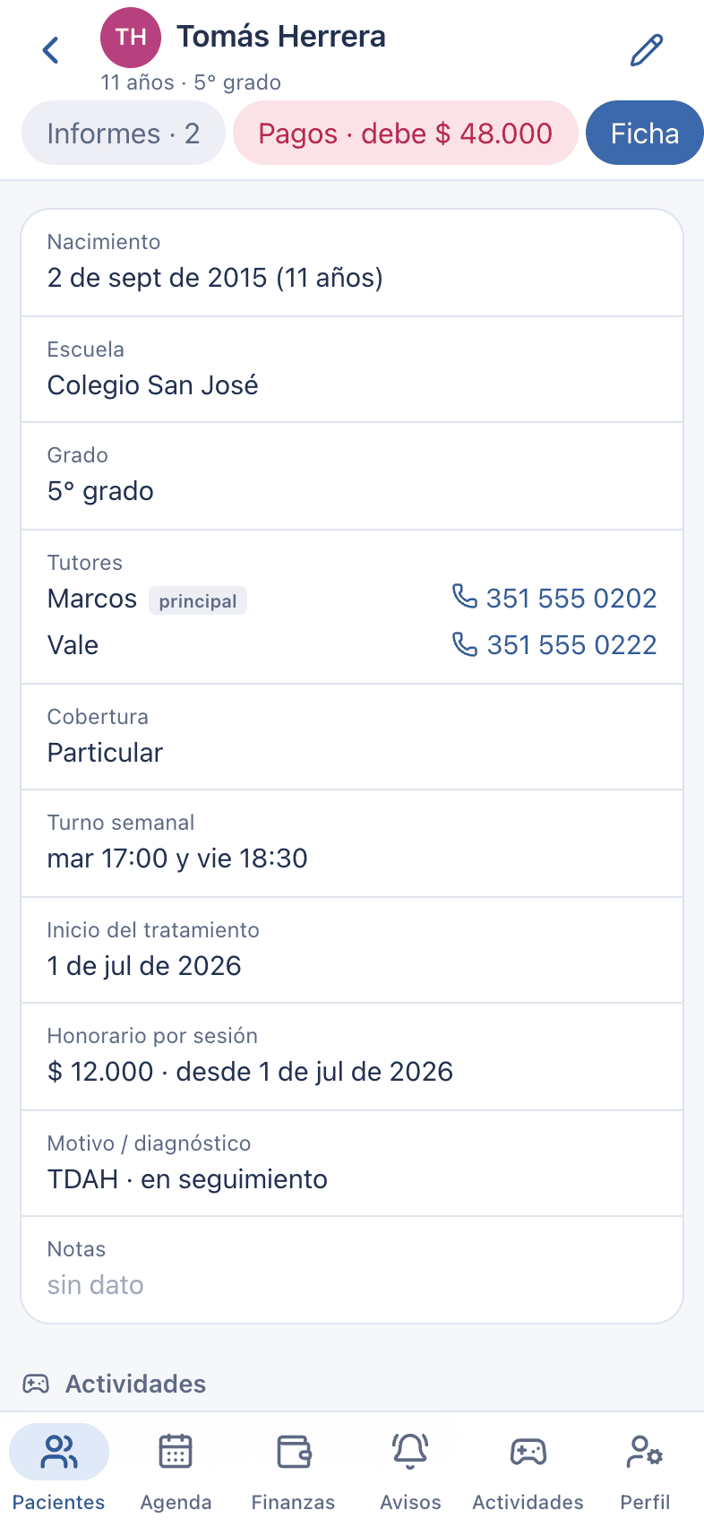 Captura: Solapa Ficha